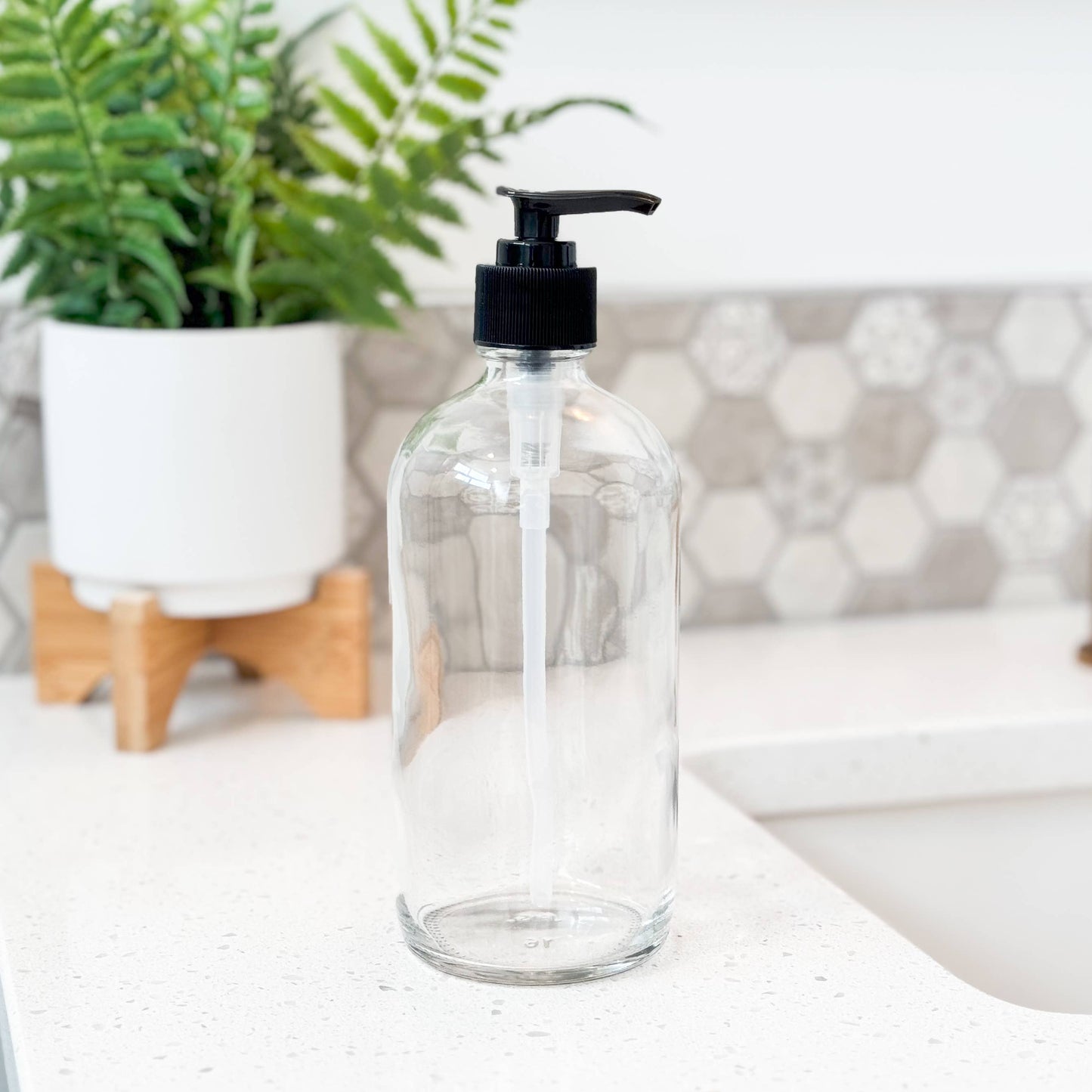 16oz Empty Clear Glass Lotion/Soap Bottle