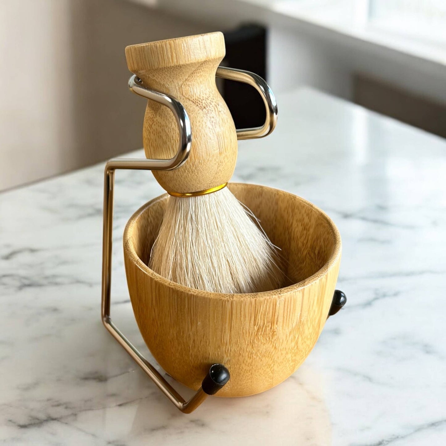 Natural Shaving Brush (option for stand and bar savings)