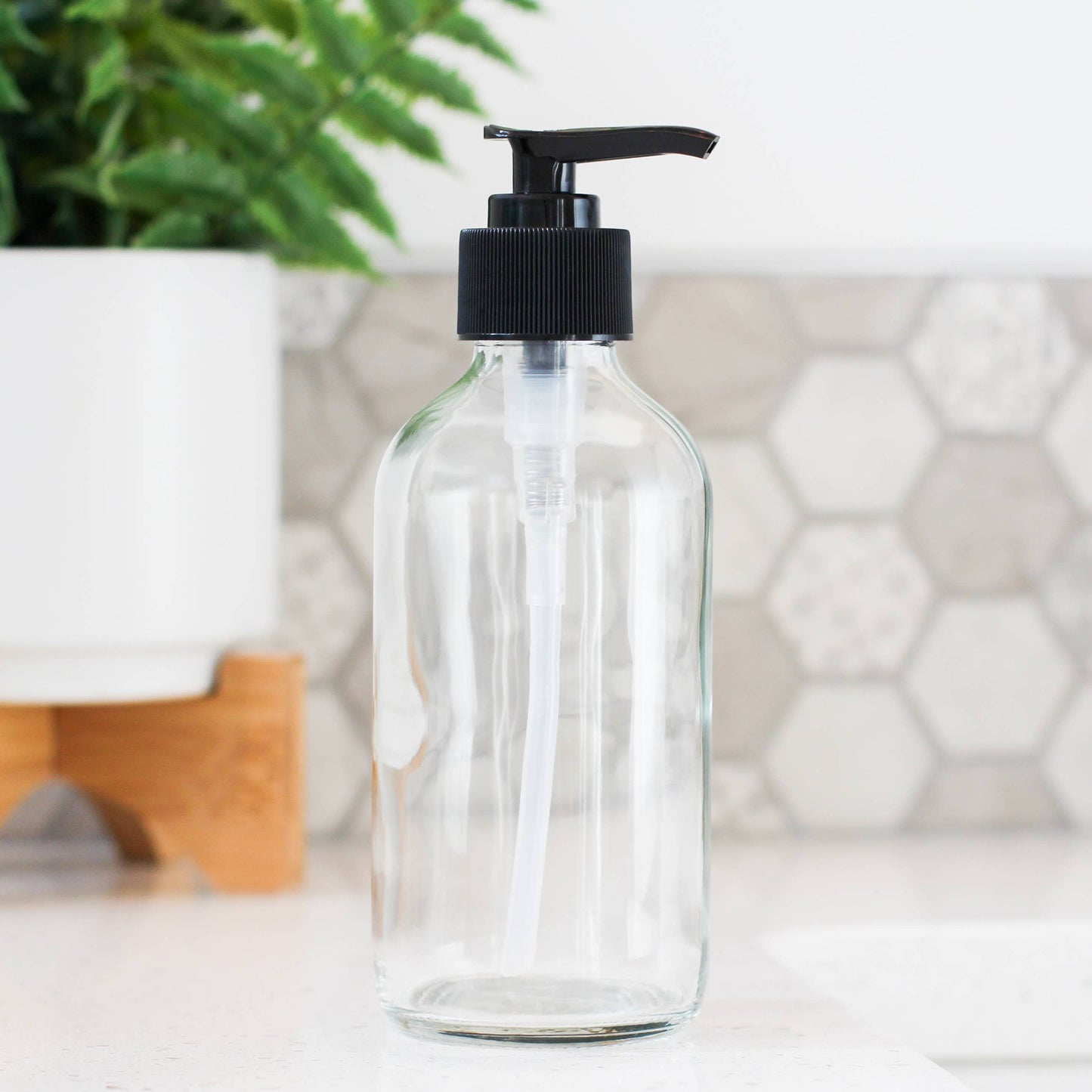 8oz Empty Clear Glass Pump Bottle