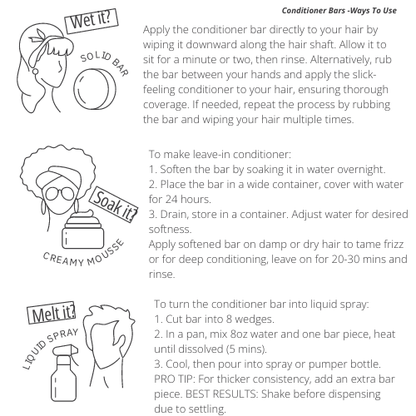 Citrus Conditioner bar - Adds Luster - Package free